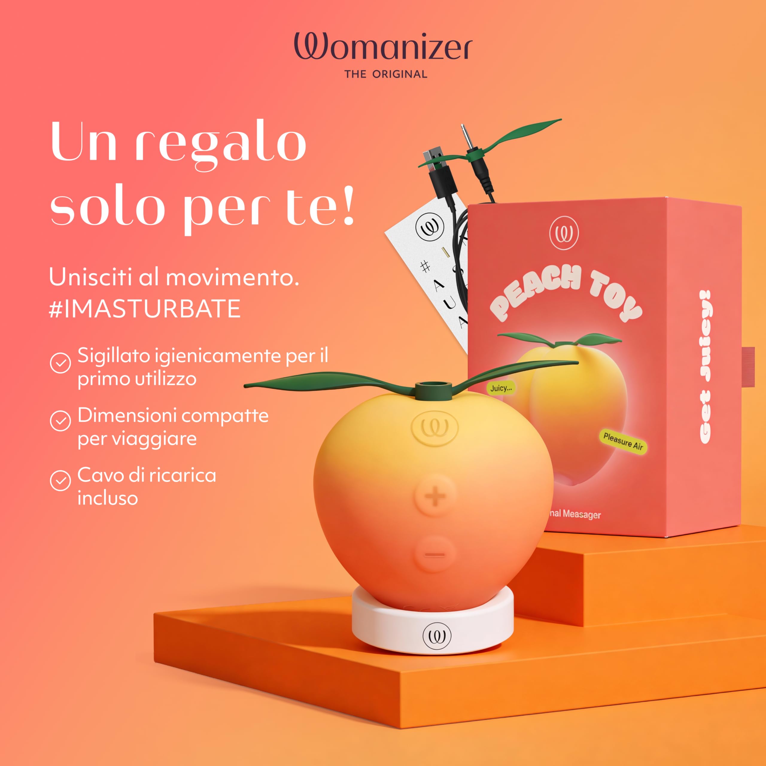 Womanizer Peach succhia clitoride 14 intensità impermeabile