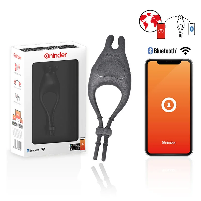 Oninder Pampa anello vibrante coppia nero silicone app