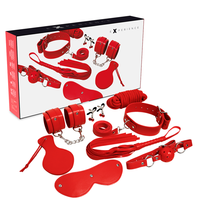 Experience Kit BDSM Rosso 8 pezzi in pelle sintetica
