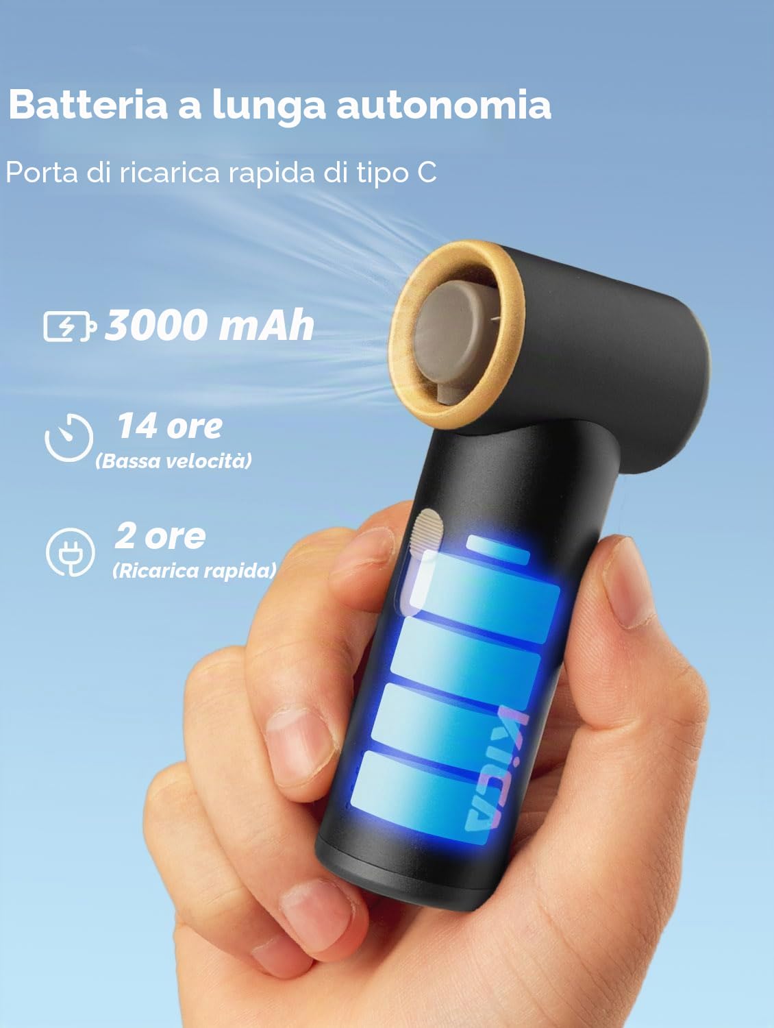 Kica JetFan Mini ventilatore portatile nero flusso 9 m/s