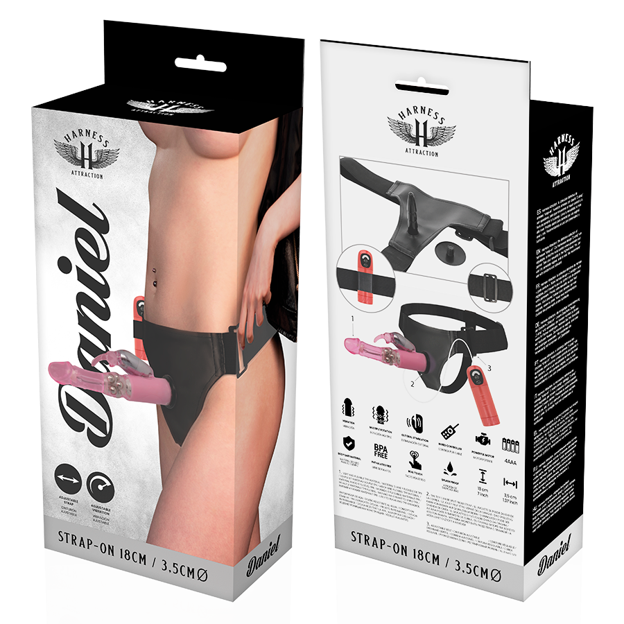 Attraction Daniel imbracatura vibrante con dildo 18 cm