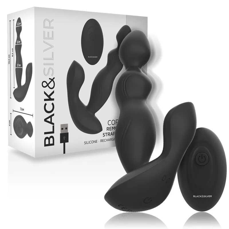 Black&Silver Cora Plug anale vibrante con telecomando impermeabile