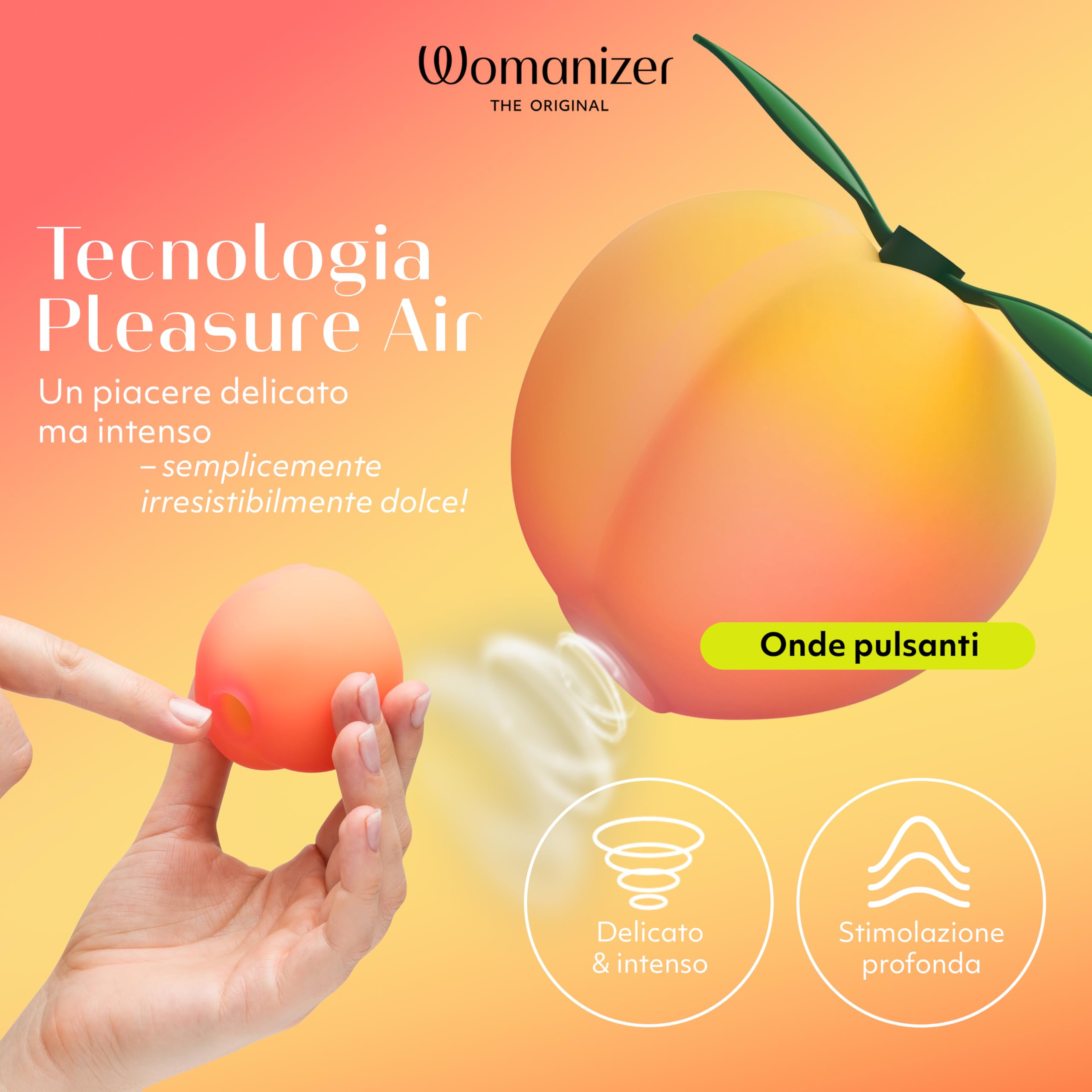 Womanizer Peach succhia clitoride 14 intensità impermeabile