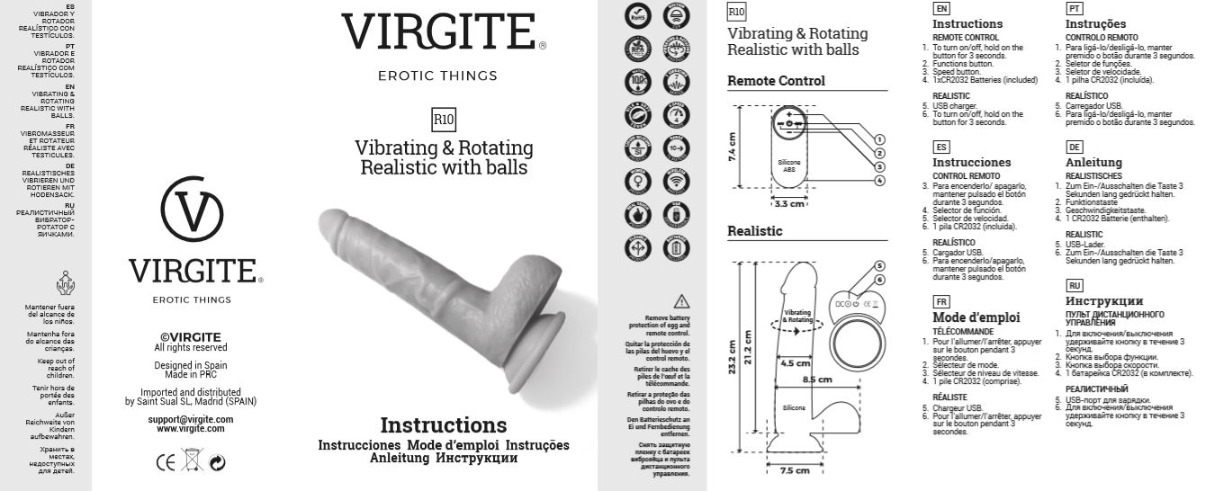 Virgite Love Hit R10 vibratore realistico nero 21 cm telecomando