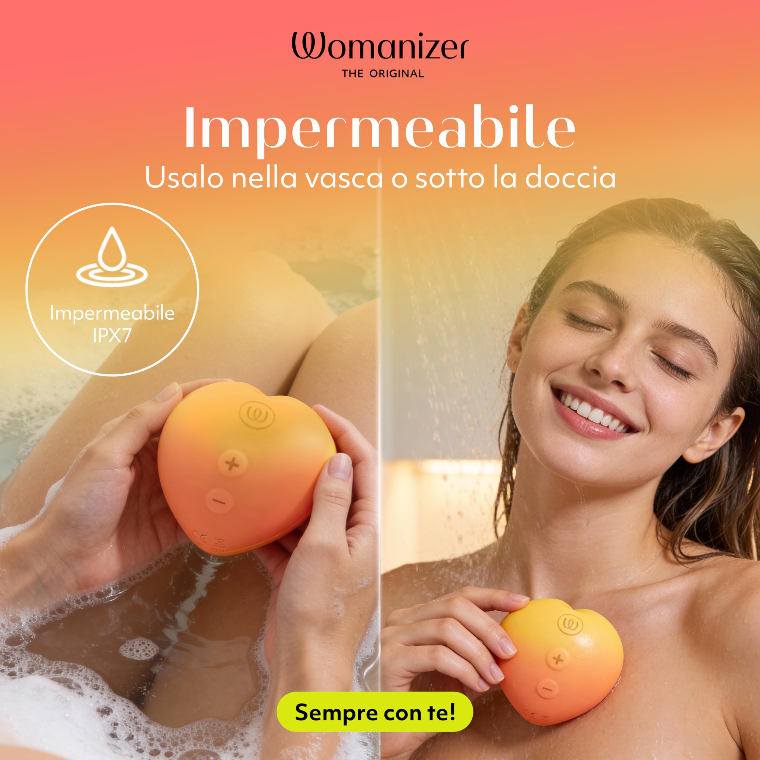 Womanizer Peach succhia clitoride 14 intensità impermeabile