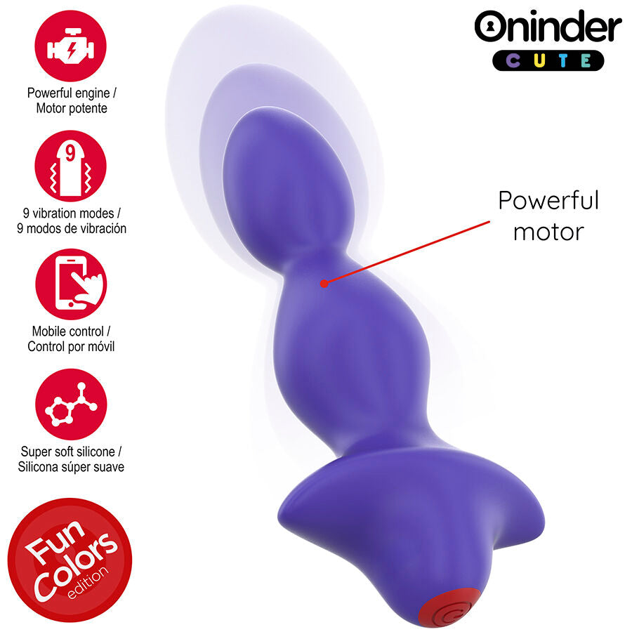 Oninder Cute plug anale vibrante viola con app