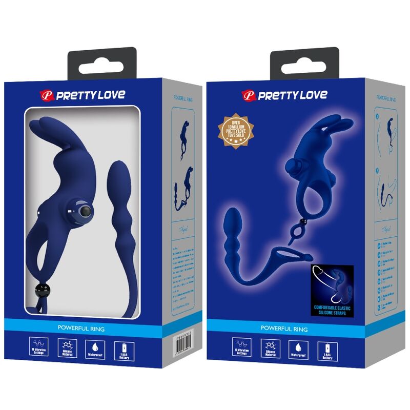 Pretty Love Ayad kit anello e plug vibrante blu 10 funzioni