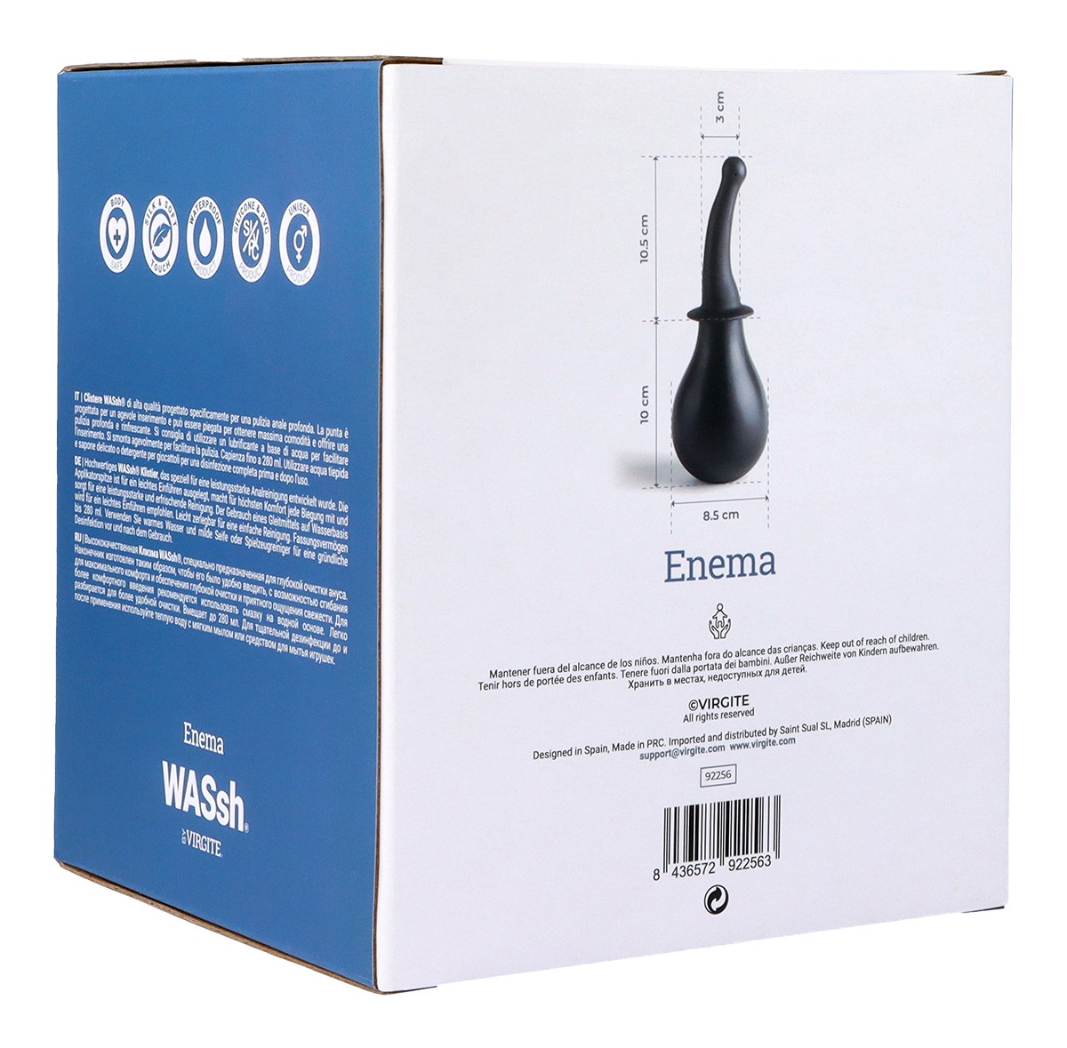 Virgite Wassh clistere anale curvo nero 280 ml
