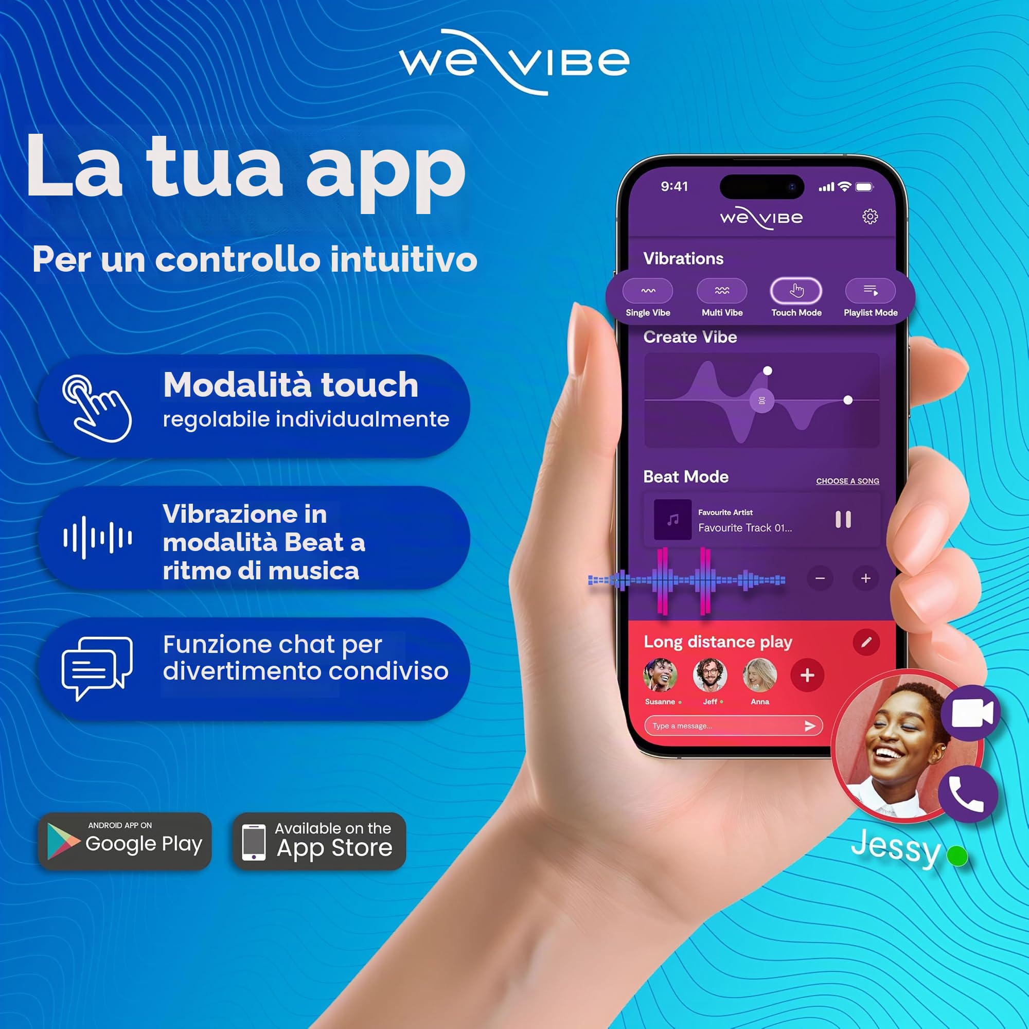 We-Vibe Chorus vibratore di coppia blu con telecomando
