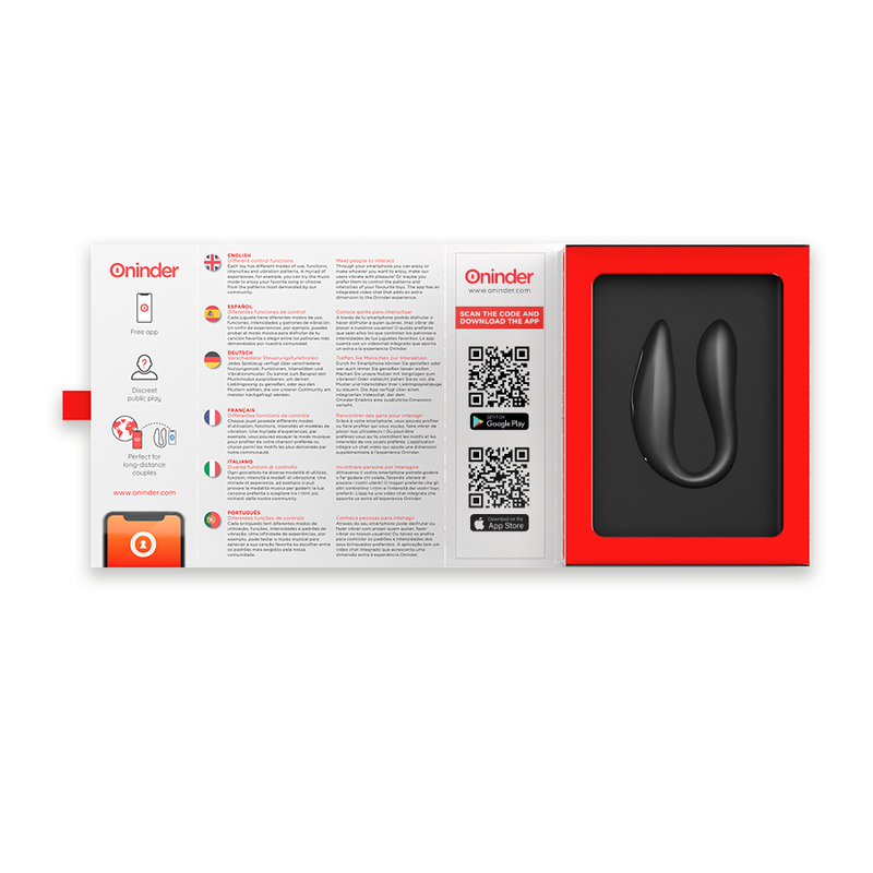 Oninder Double Pleasure vibratore di coppia nero con app