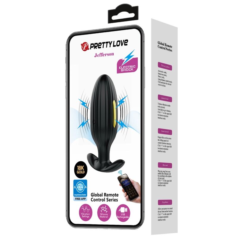 Pretty Love Jefferson plug vibrante elettrostimolazione nero