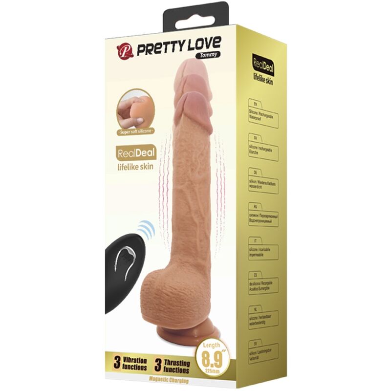 Pretty Love Tommy vibratore realistico telecomando 22,5 cm marrone