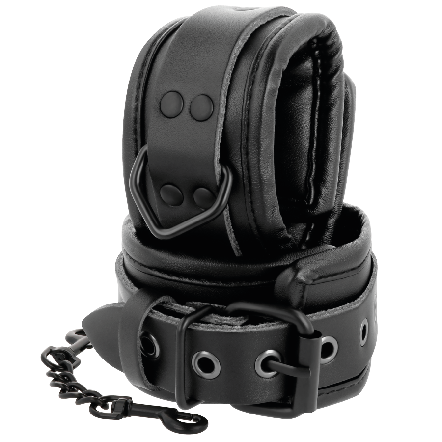 Darkness manette e collare in pelle set bondage nero