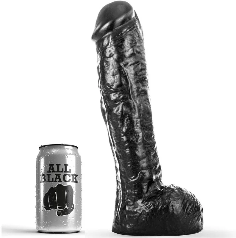 All Black dildo fusto spesso 29 cm venato