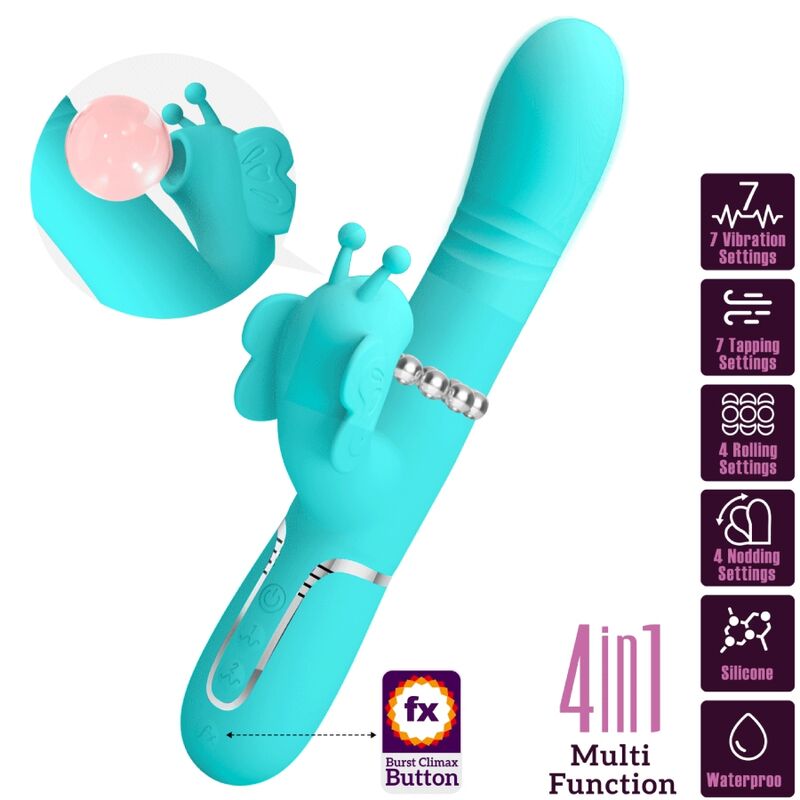 Pretty Love Farfalla 4 in 1 Vibratore Verde Acqua Sfere
