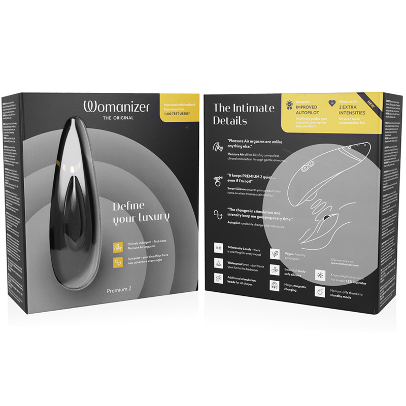 Womanizer Premium 2 stimolatore clitorideo Nero Pleasure Air
