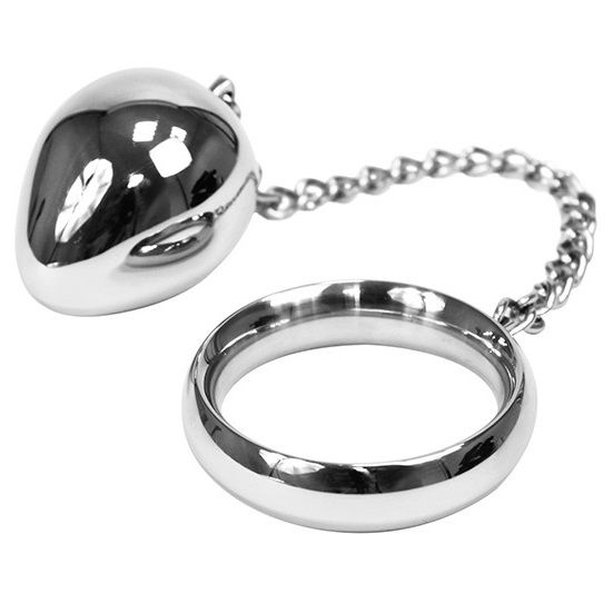 Metal Hard anello acciaio 40 mm con catena e sfera