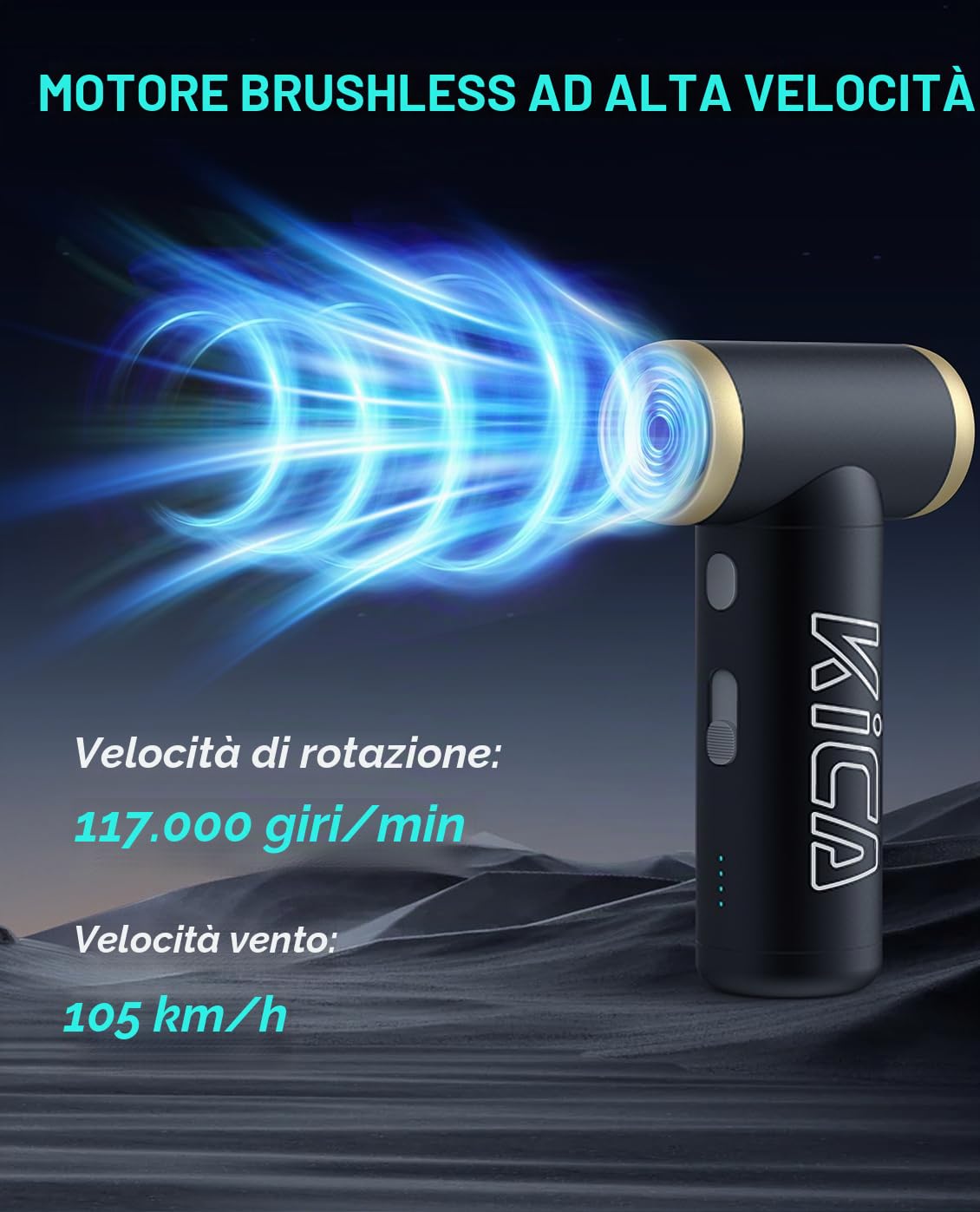 KiCA Jet Fan 2S spolverino elettrico nero ricaricabile