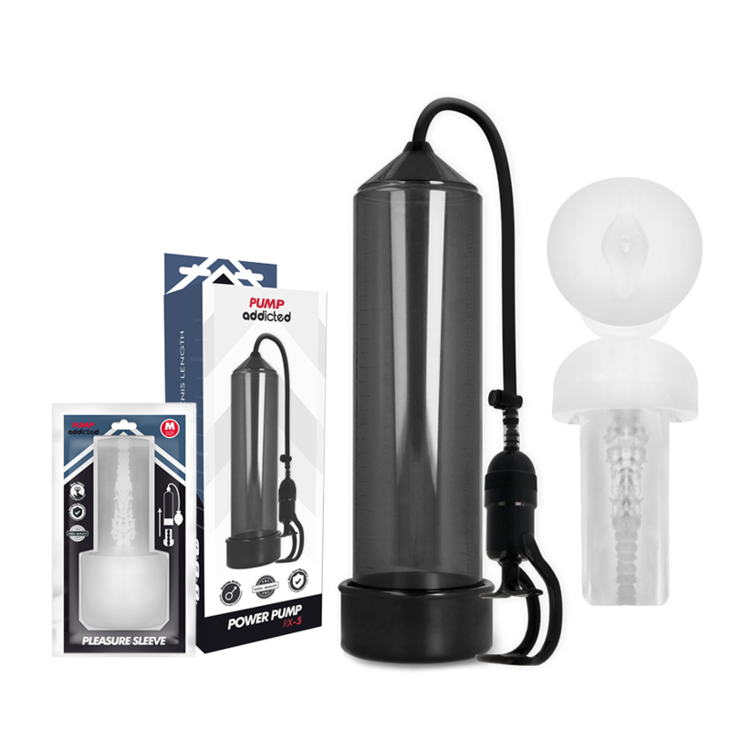 Frutille Pump Addicted RX5 Nero pompa pene vacuum + masturbatore