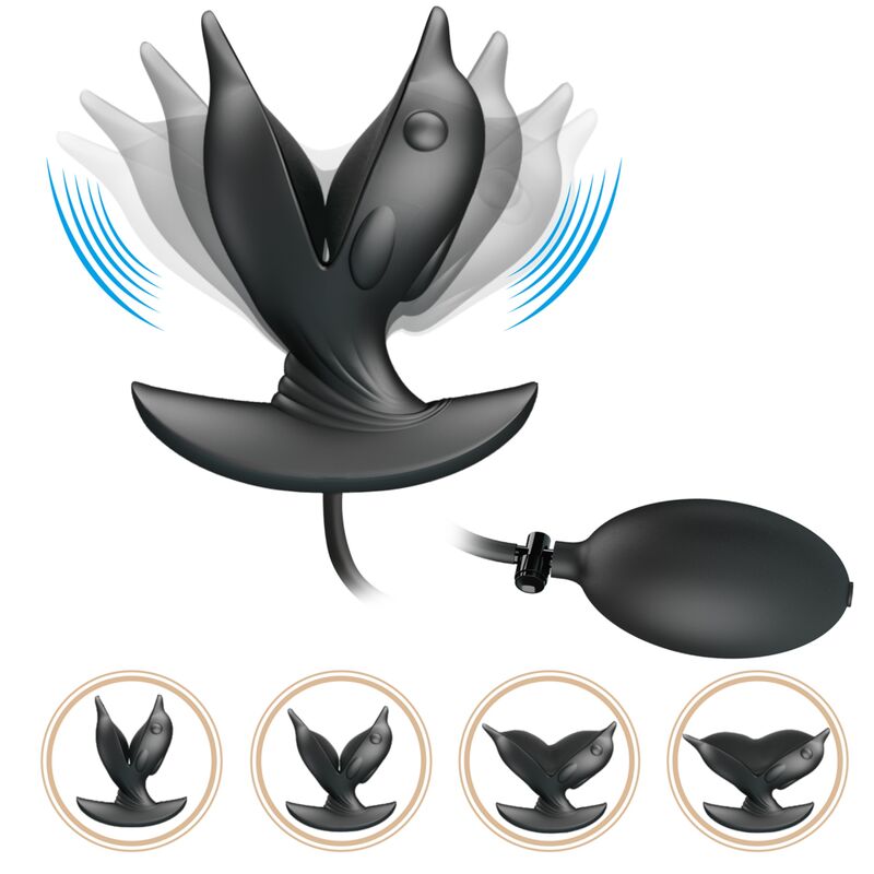 Pretty Love Delfin plug anale gonfiabile nero vibrante