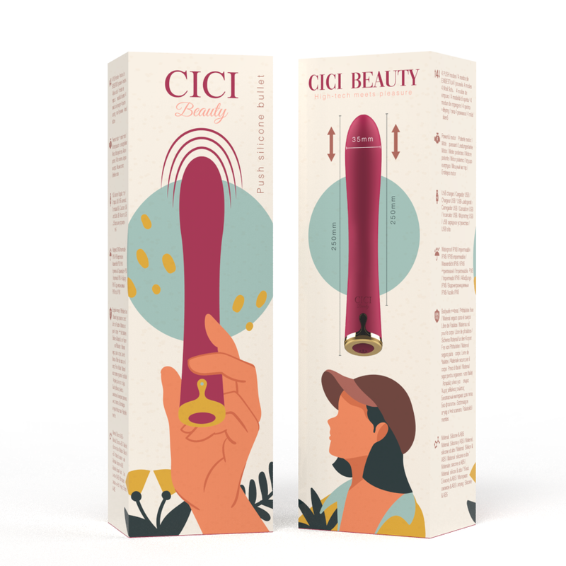 Cici Beauty Push Bullet vibratore in silicone 20 cm IPX6