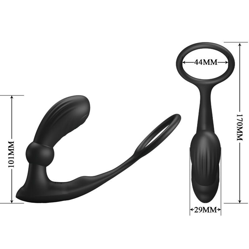 Pretty Love Warren plug anale vibrante nero con doppio anello