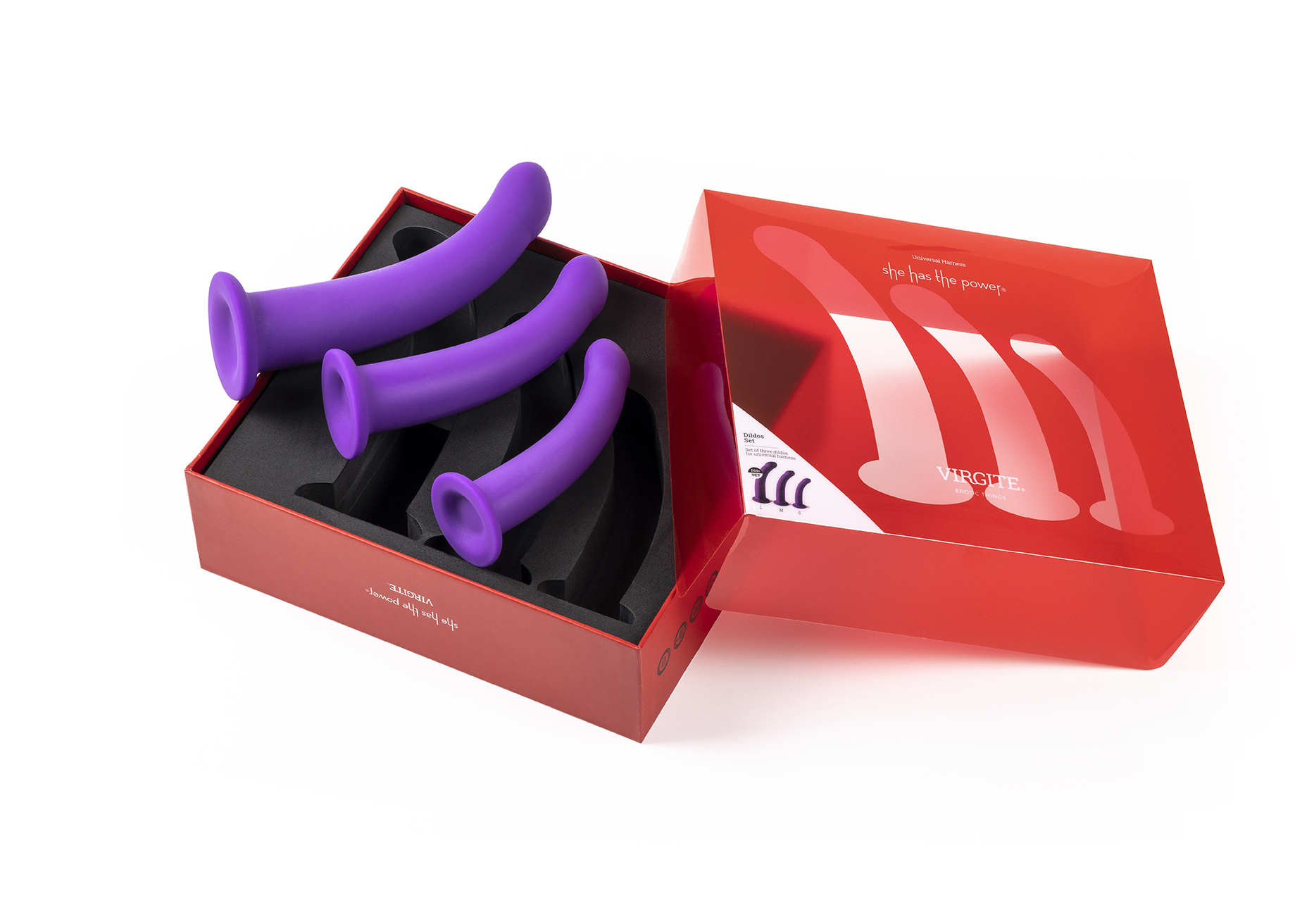 Virgite Love Hit Set 3 Dildo Viola S/M/L morbidi