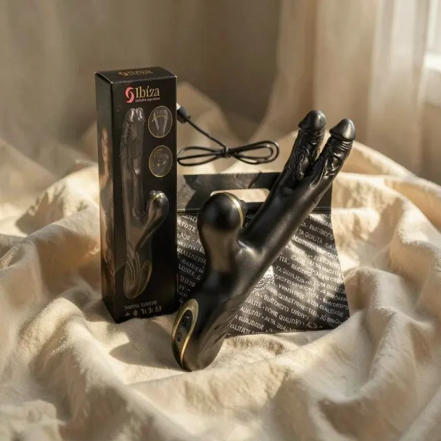 Ibiza Sex Toys Two Dragons Rabbit Vibratore Nero
