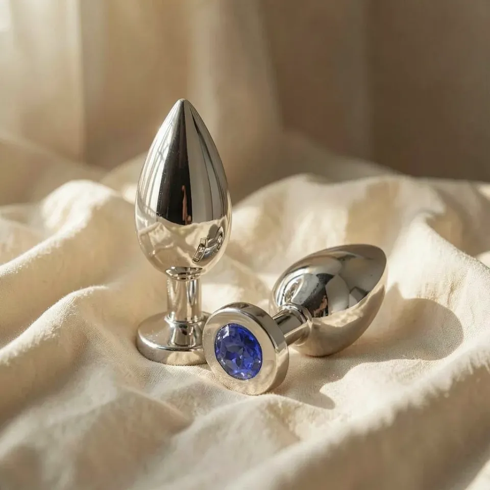 Metal Hard Diamond Plug Blu plug anale acciaio