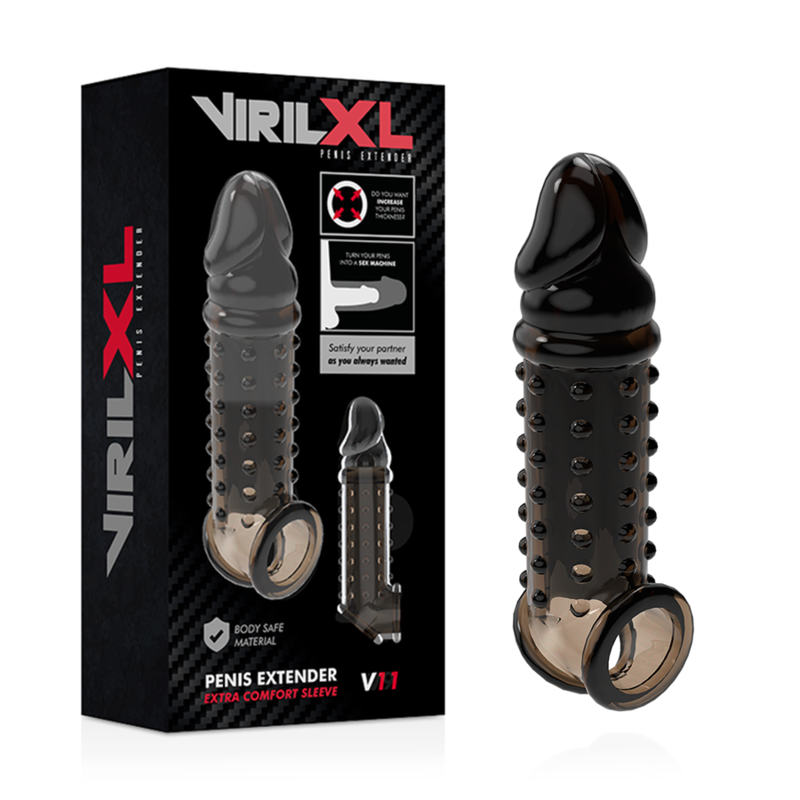 VirilXL V11 guaina pene TPE nera 13,5 cm
