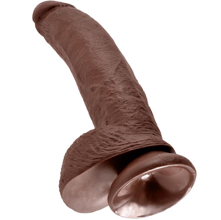 King Cock 22,9 cm dildo realistico marrone con sfere ventosa