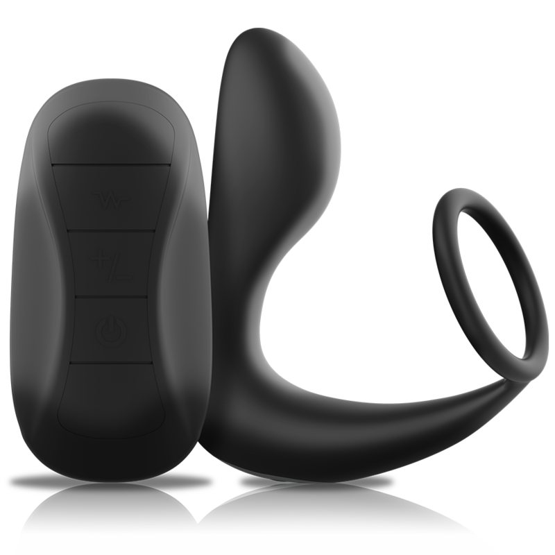 Black&Silver Anal Massage Ring anello vibrante silicone telecomando