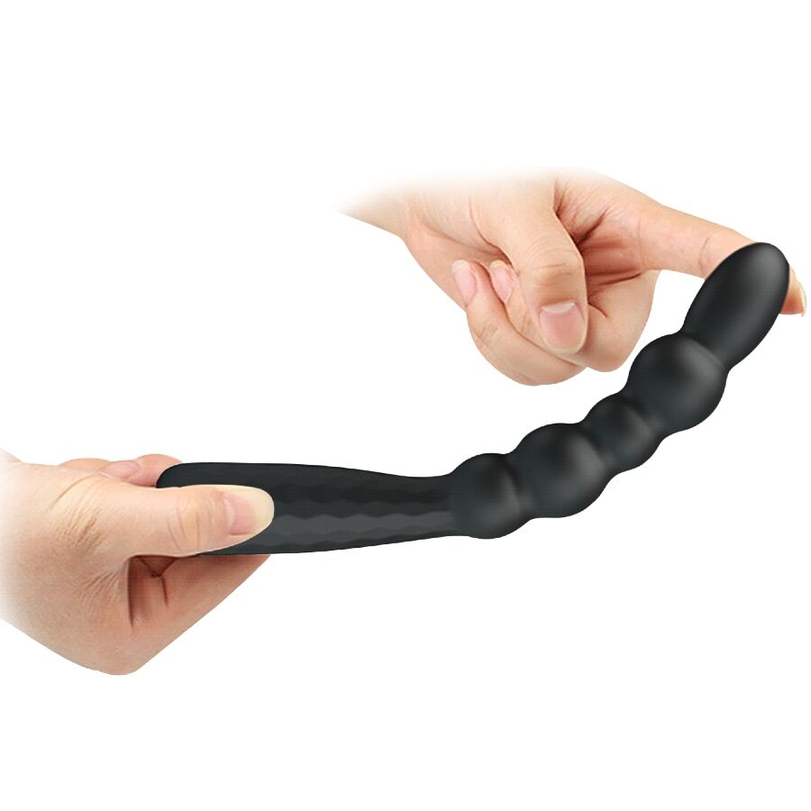 MR Play plug anale flessibile vibrante nero 12 funzioni