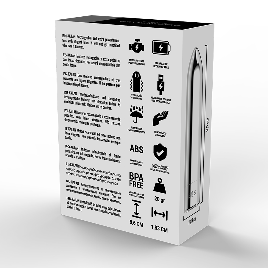 Black&Silver Kailan 2 mini vibratore argento in metallo