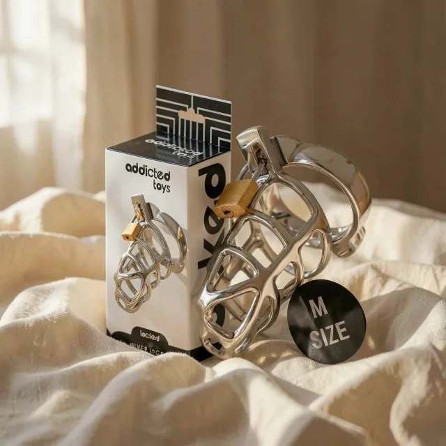 Addicted Toys Locked Silver Lock M gabbia castita argento