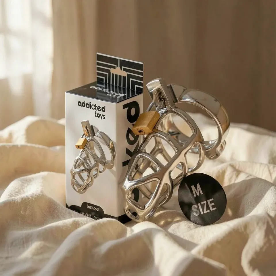 Addicted Toys Locked Silver Lock M gabbia castita argento