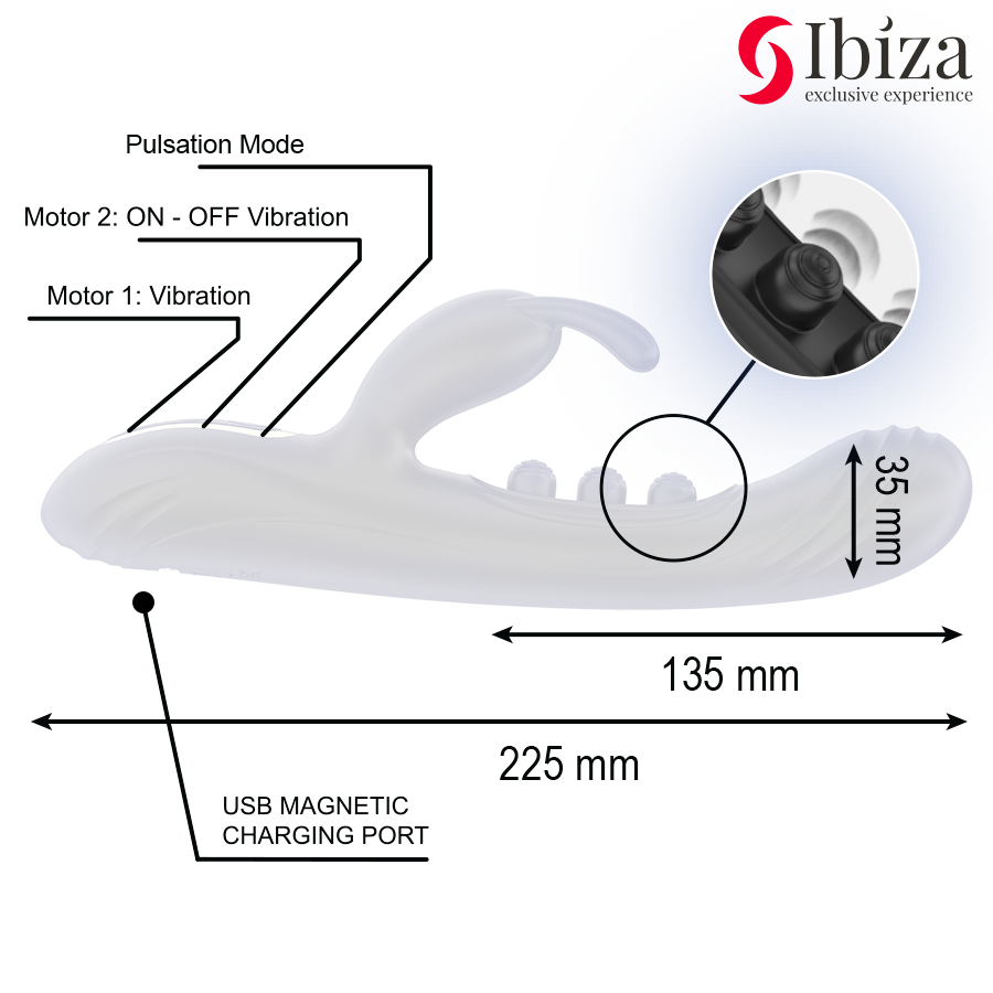 Frutille Ibiza Rabbit Pulsante vibratore doppio motore