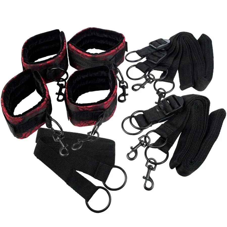CalExotics Scandal Bed Restraints set bondage da letto rosso nero
