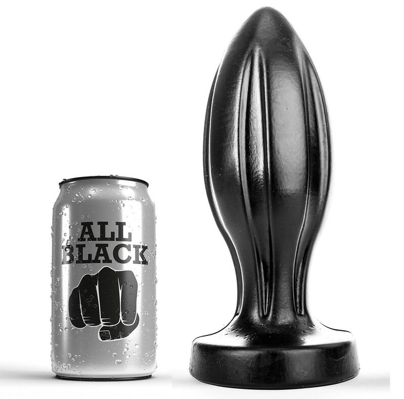 All Black plug anale 21 cm scanalato in PVC