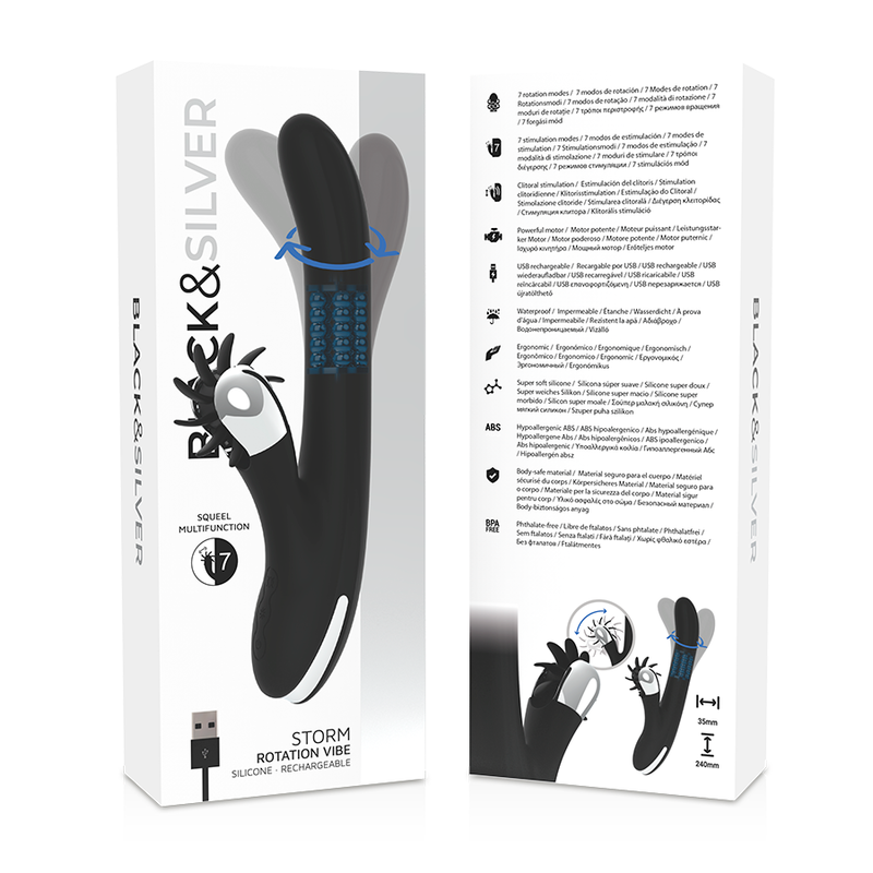 Black&Silver Storm vibratore rabbit rotante punto G clitoride