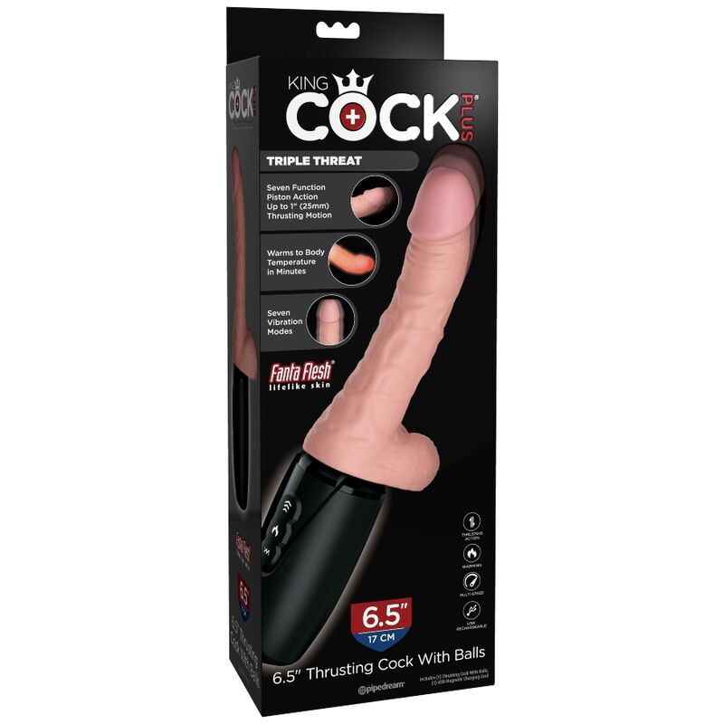 King Cock Tripla Minaccia Plus vibratore pelle chiara riscaldante