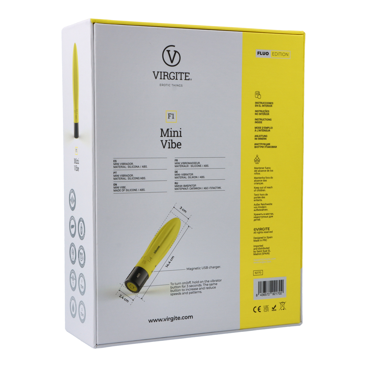 Love Hit by Virgite F1 Fluo vibratore silicone ricaricabile USB