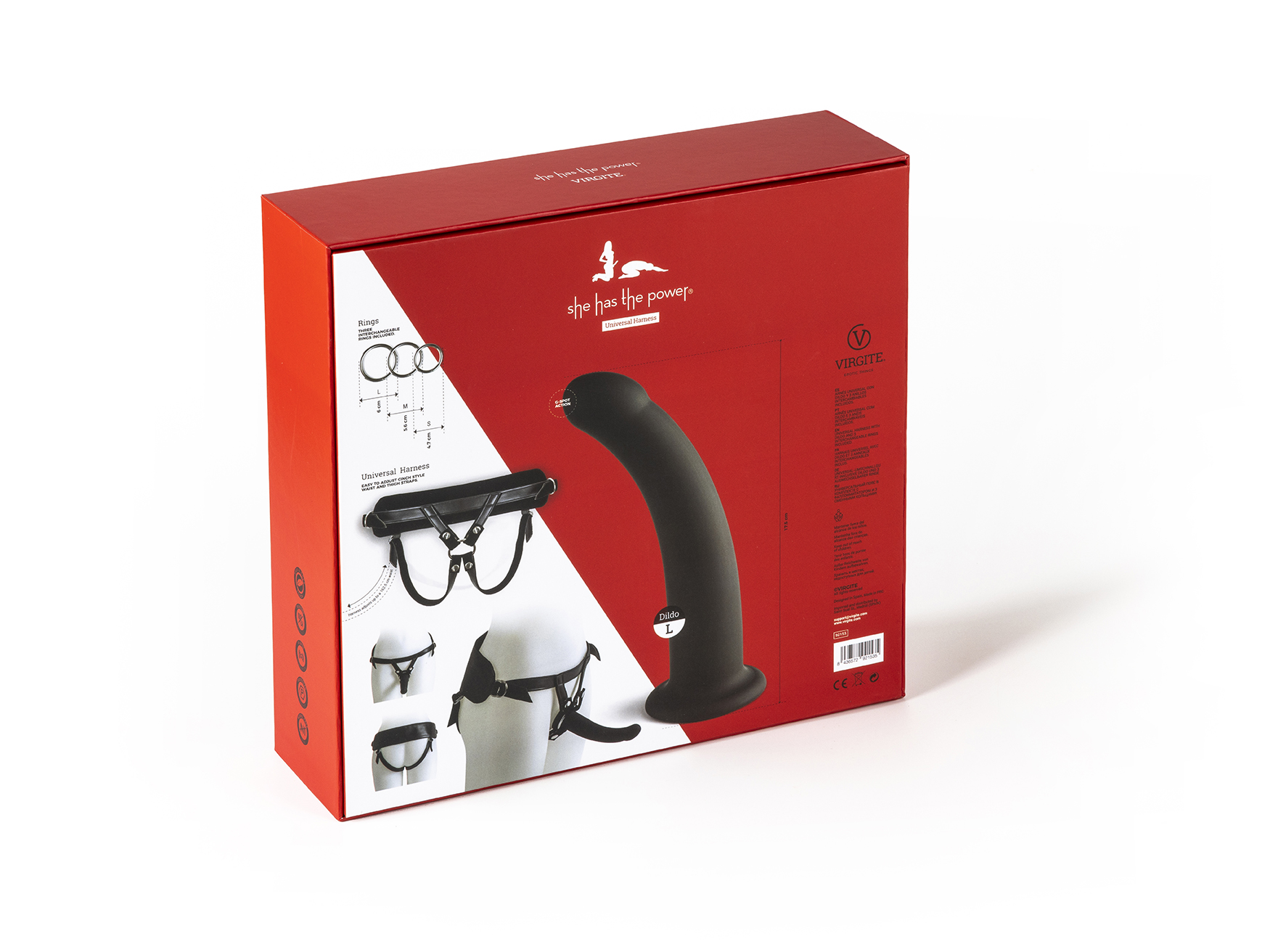 Love Hit by Virgite strap-on con dildo nero taglia L curvo