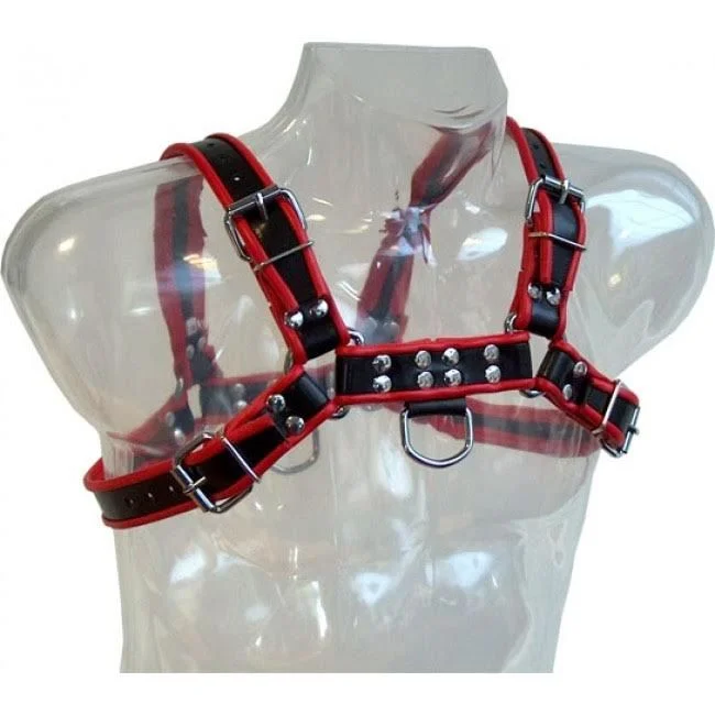 Leather Body Catena III harness pelle nero rosso S-XL