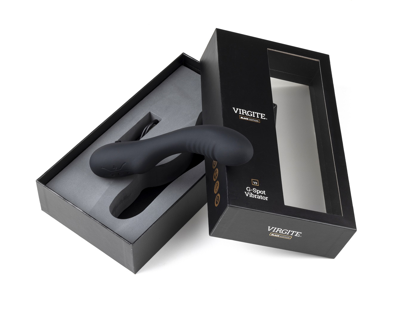 Love Hit by Virgite V5 vibratore ricaricabile nero curvo