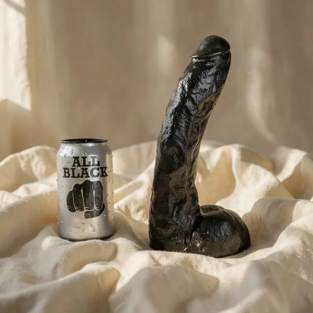 All Black Dong 25,5 cm dildo dritto PVC morbido