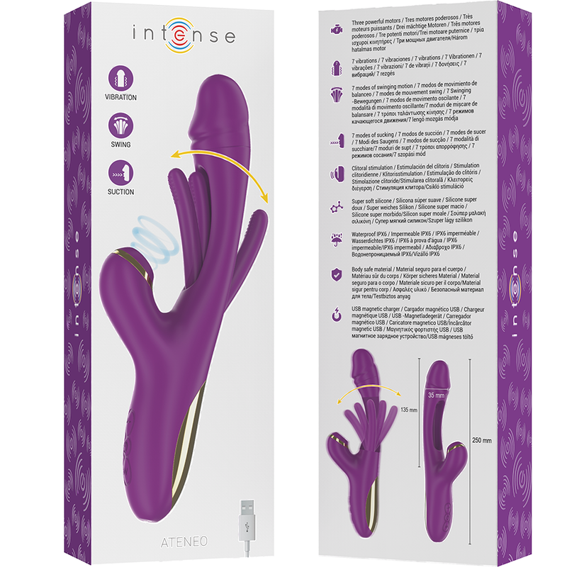 Ateneo Intense vibratore con aspirazione viola