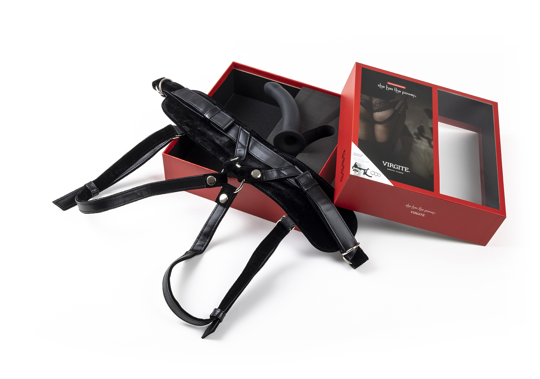 Love Hit by Virgite strap-on con dildo nero taglia M