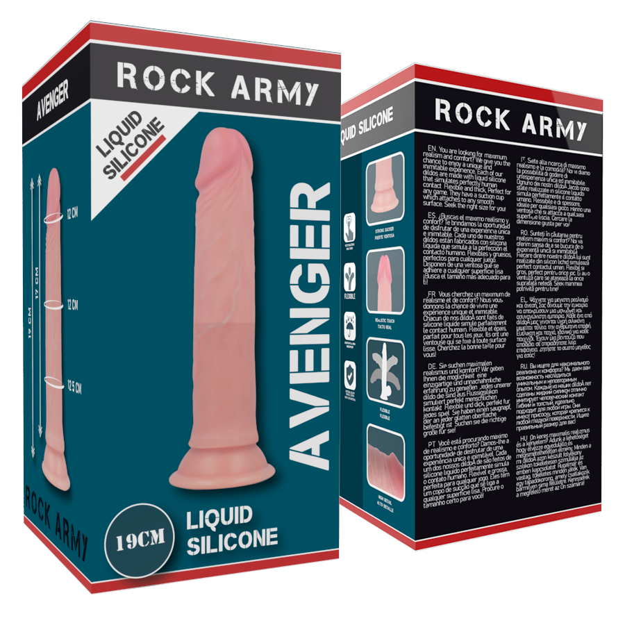 Rockarmy Avenger dildo silicone 19 cm sottile ventosa