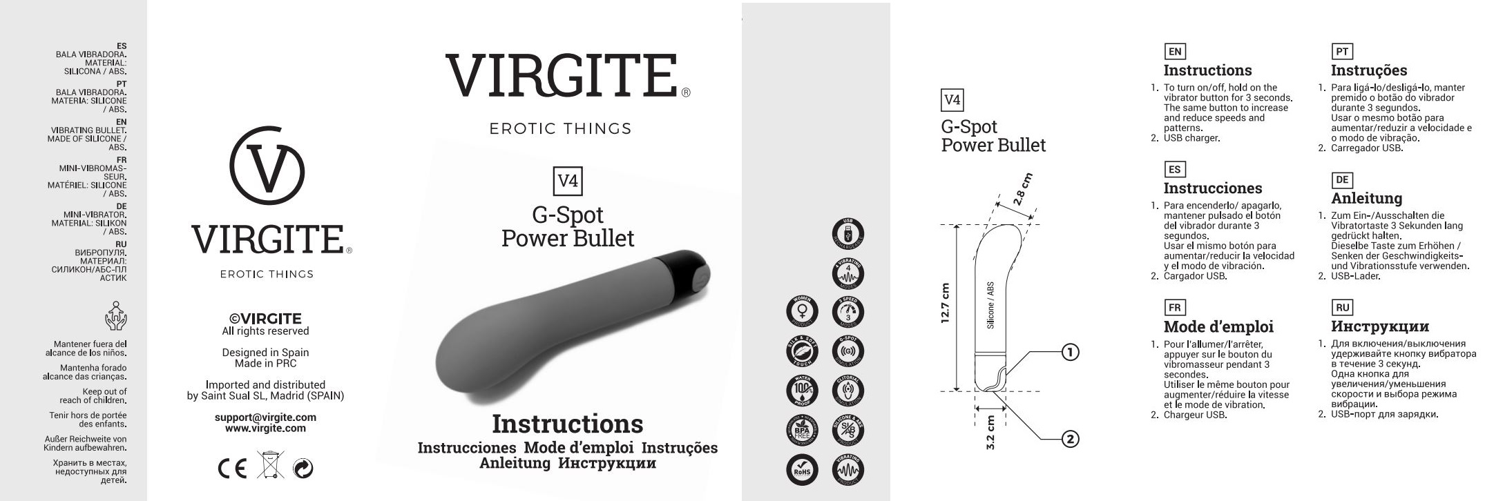 Love Hit by Virgite V4 mini vibratore punto G nero ricaricabile